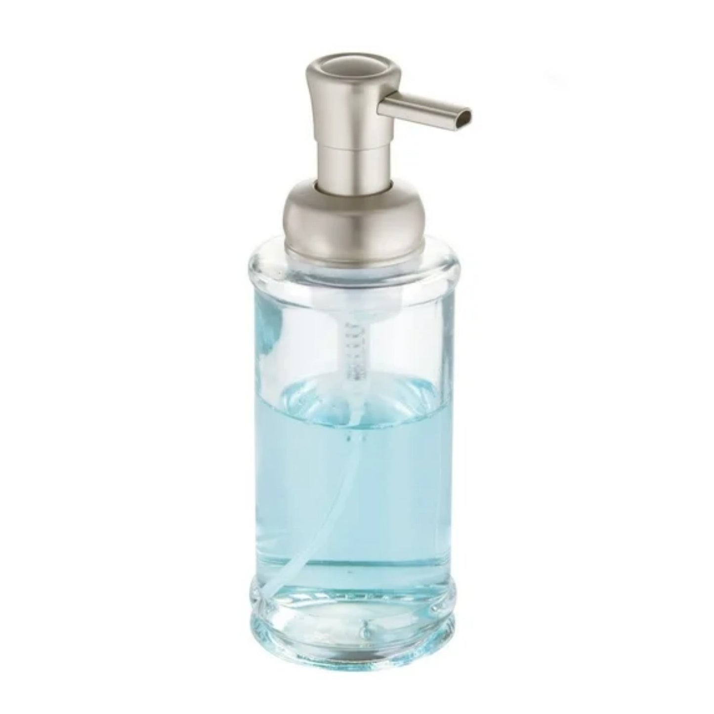 LunaLulinlk Soap Dispenser, 2 Pack Glass Soap Dispenser with Pump Stainless Steel, 17OZ Clear Soap Dispenser