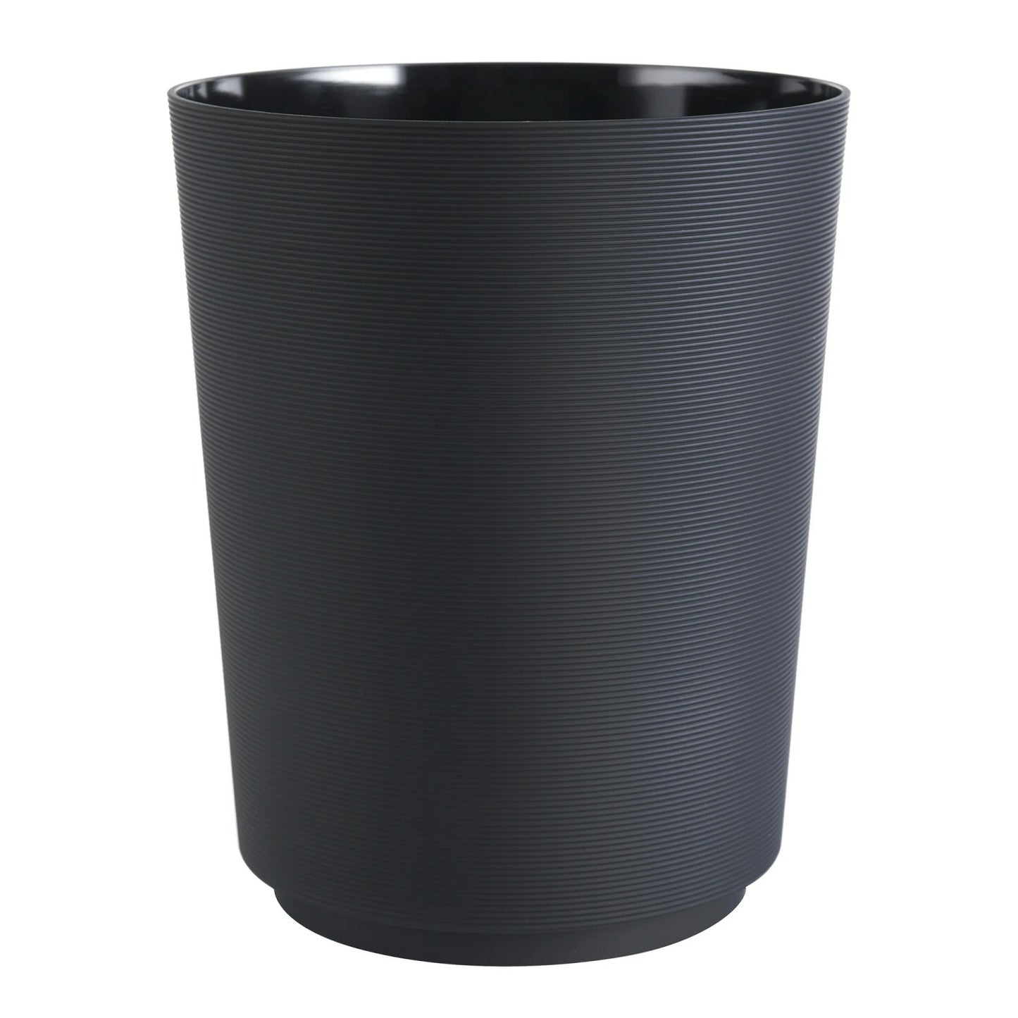 LunaLulinlk Soft Touch Ribbed Plastic 1.98 Gallon Wastebasket in Black for Bathroom, Kitchen and Bedroom