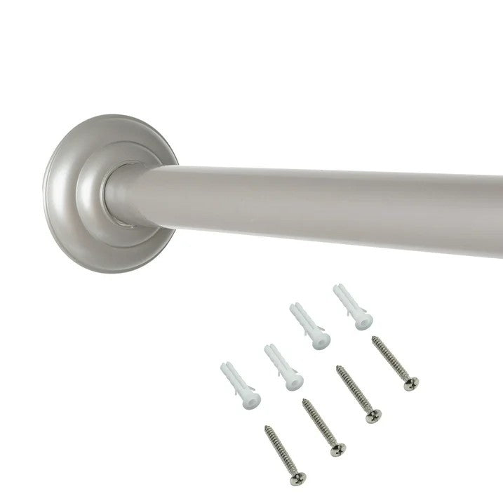 LunaLulinlk Wall-Mounted Metal Adjustable Shower Curtain Rod, 41" - 72", Need to Drill, Nickel