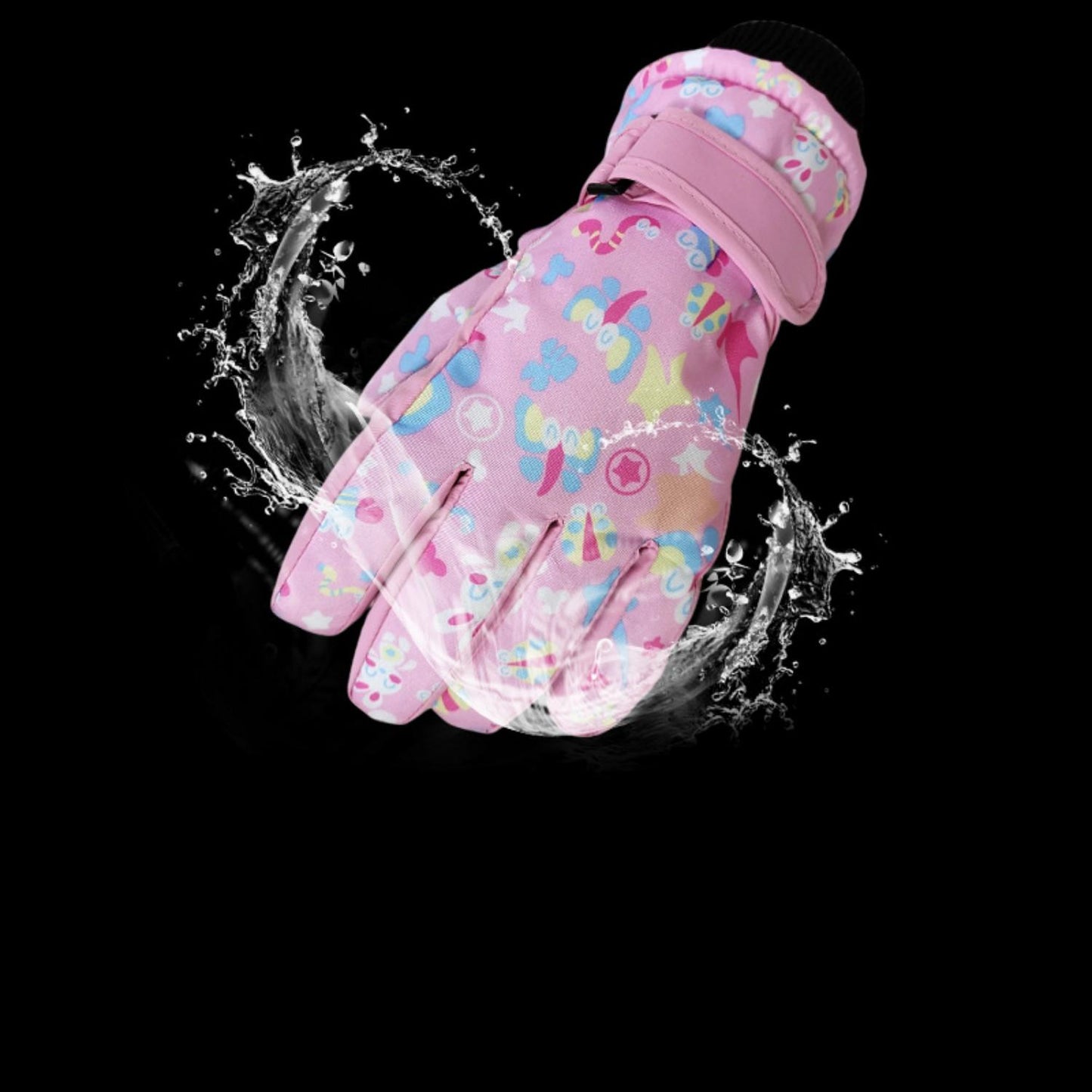 LunaLulinlk Kids Snow Gloves for Kids Gloves Winter Ski Gloves Waterproof Toddler Gloves Snowboard Mittens for Boys Girls Pink 4-6