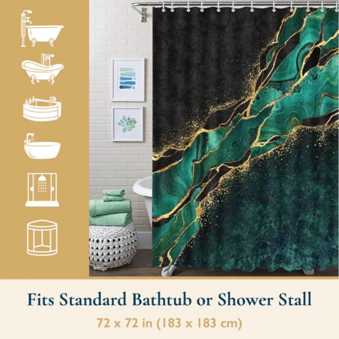 LunaLulinlk Shower Curtain with Hooks – Heavy-Duty Mold/Mildew-Resistant