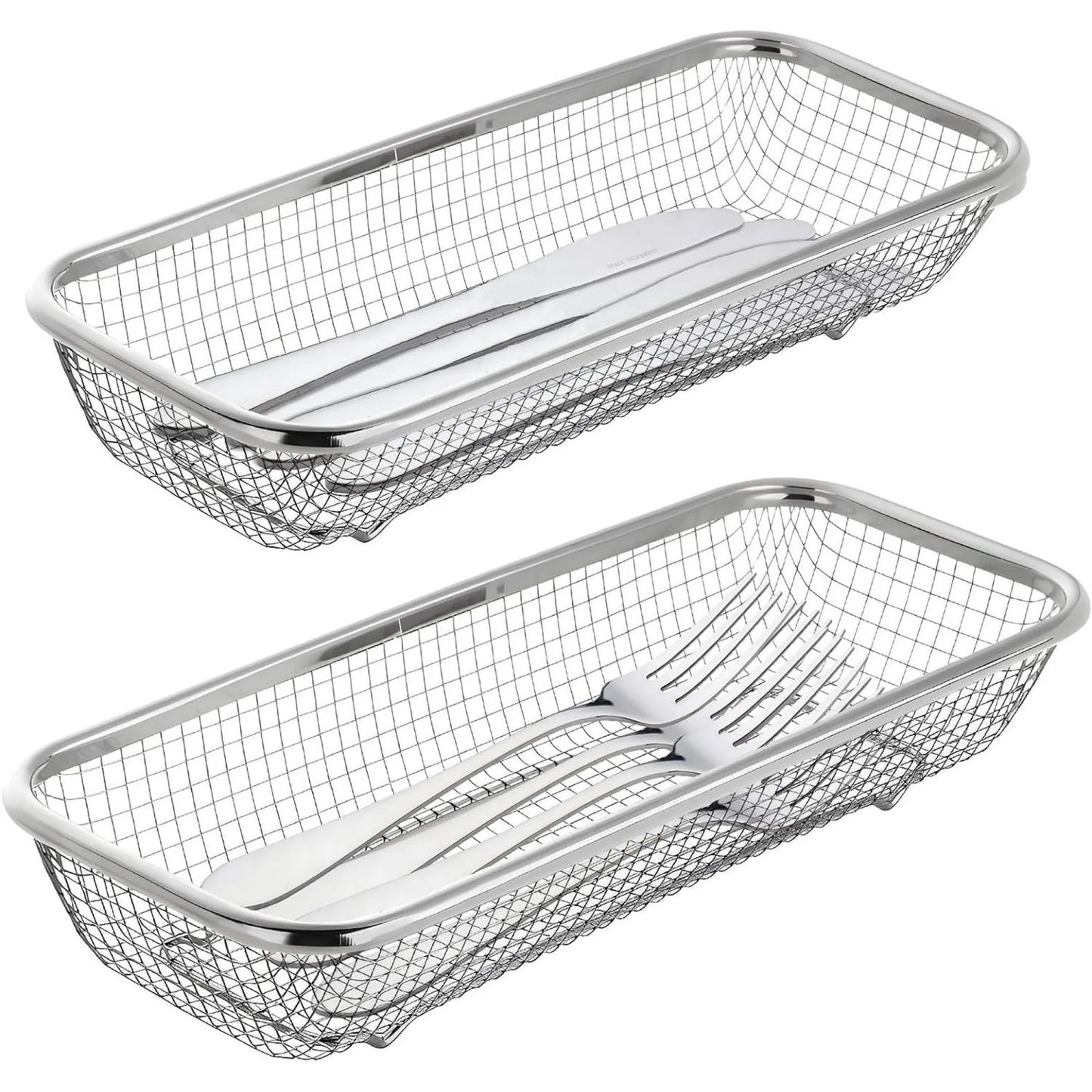 LunaLulinlk Utensil Drying Rack, 2 Pack Stainless Steel Utensils Holder Silverware Basket, Compact Dish Drainer for Kitchen Counter
