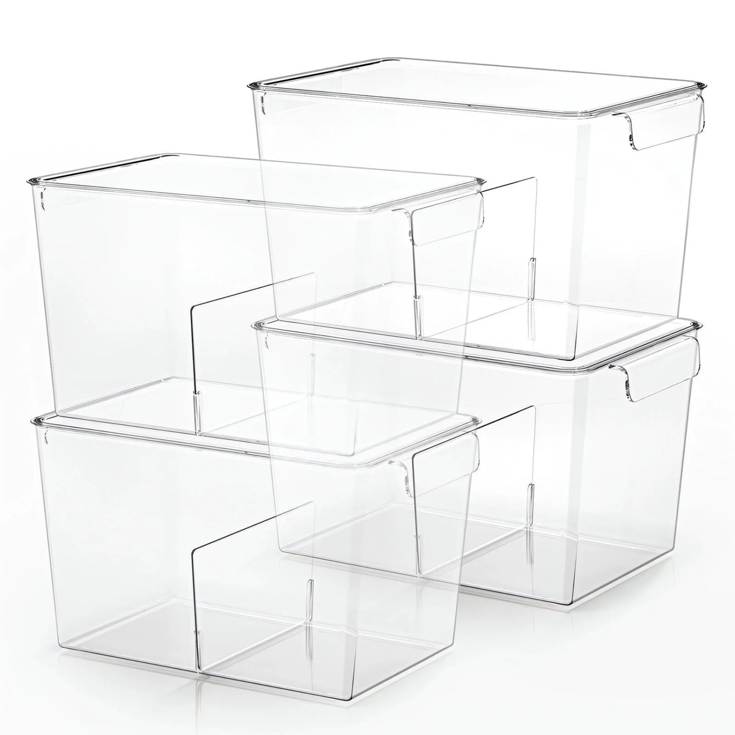 LunaLulinlk Stackable Clear Storage Bins with Lids, Large Plastic Storage Bins w Handle, Acrylic Pantry Organization and Storage for Kitchen