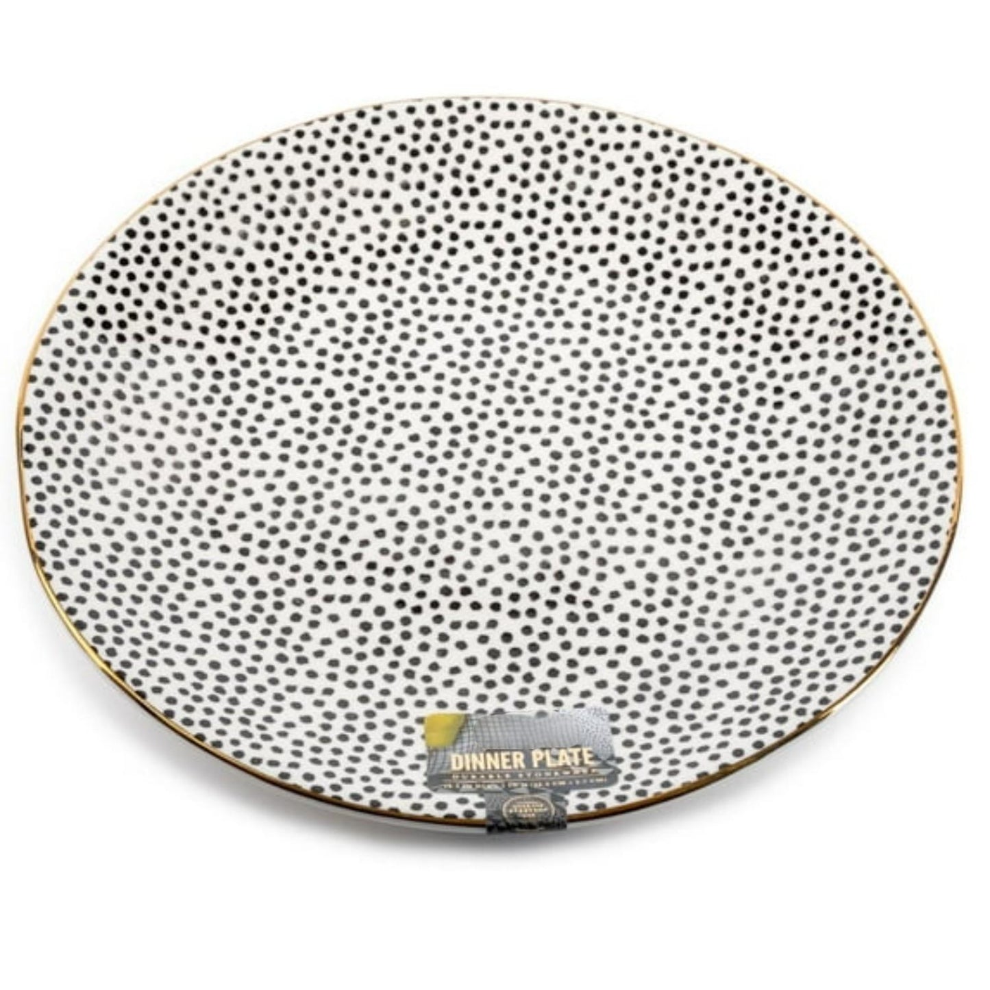 LunaLulinlk Stoneware Dinner Plate, Black & White, Dot Collection