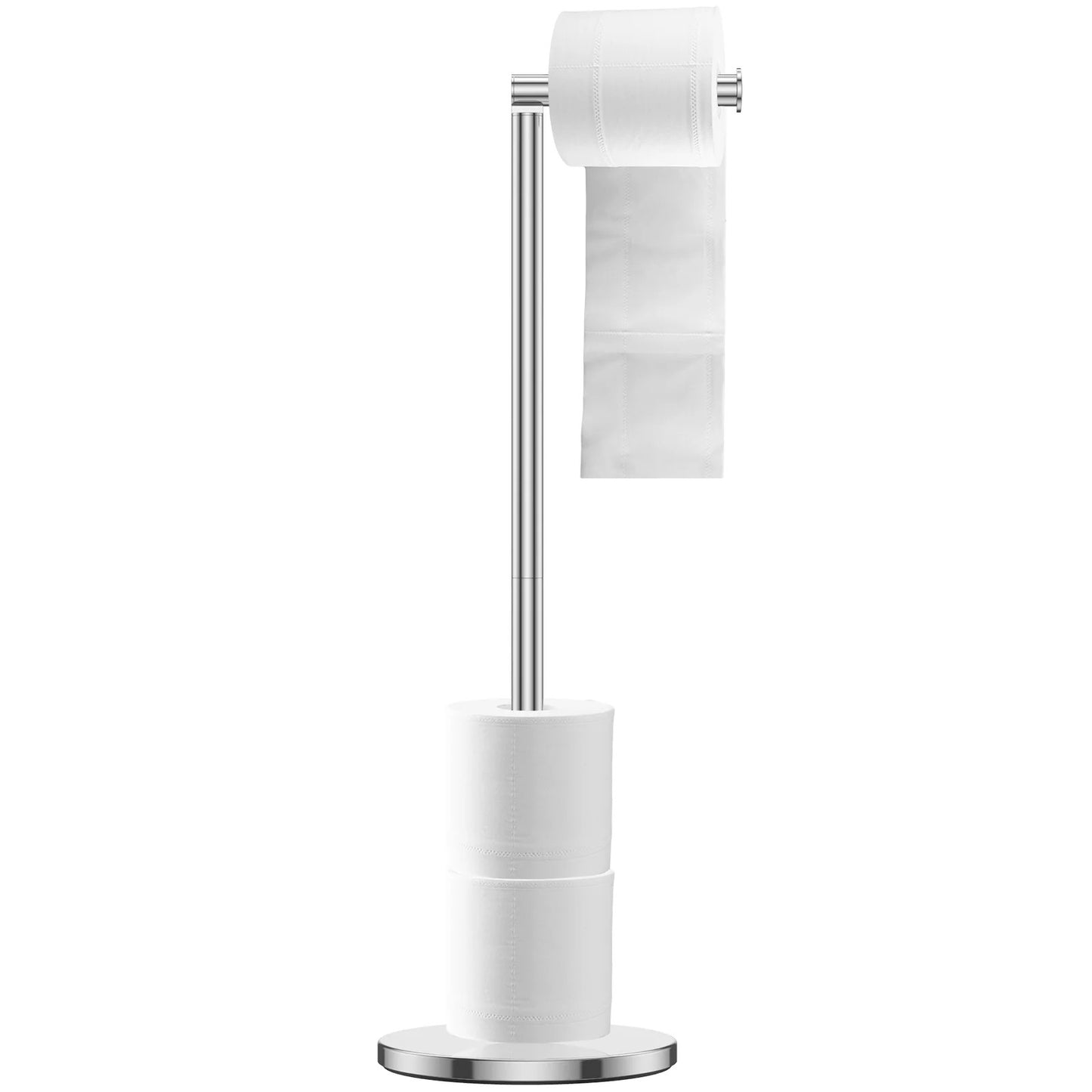 LunaLulinlk Toilet Paper Holder Freestanding Stainless Steel Foldable,Dispenser for Store Spare Toilet Paper for Bathroom, Washroom,Silver