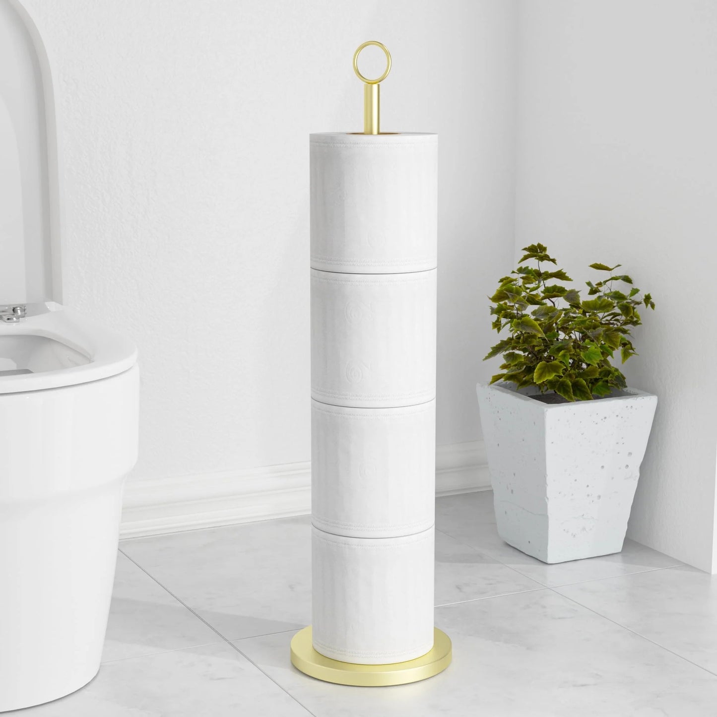LunaLulinlk Toilet Paper Holder Stand(with Reserve Function), Free-Standing Spare Rolls Storage Holder, Stainless Steel