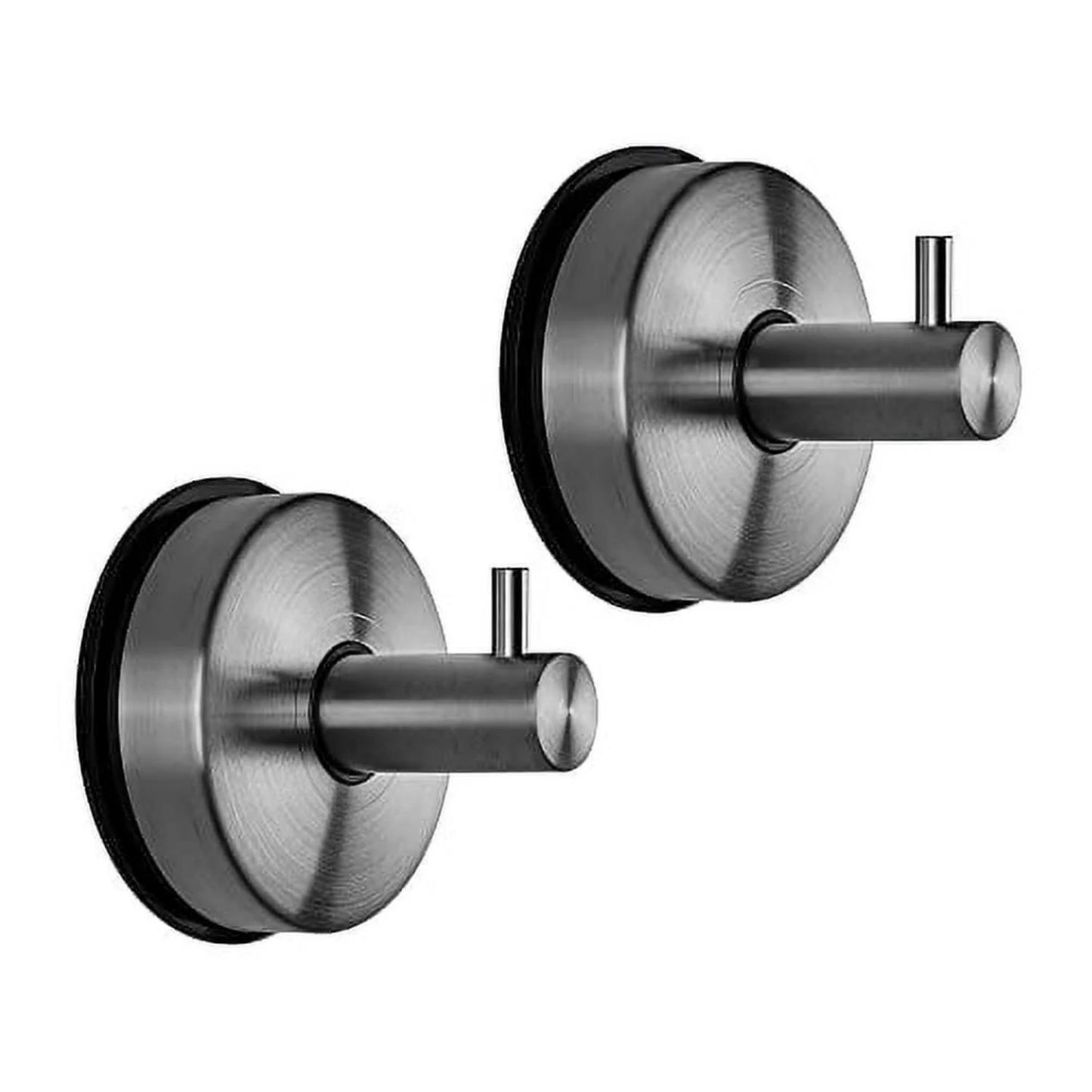 LunaLulinlk Suction Cup Hooks for Shower Stainless Steel Towel Holder Vacuu Wall Hooks Kitchen Organizer for Bathrobe Loofah 2Pcs,Brushed Black