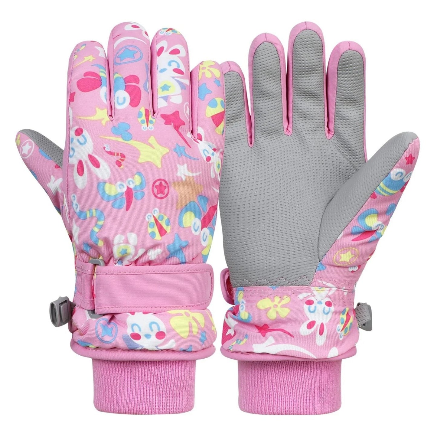 LunaLulinlk Kids Snow Gloves for Kids Gloves Winter Ski Gloves Waterproof Toddler Gloves Snowboard Mittens for Boys Girls Pink 4-6