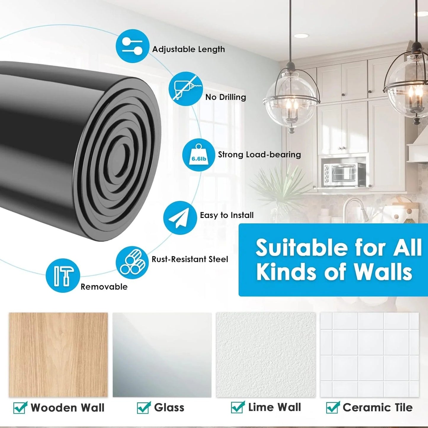 LunaLulinlk Spring Tension Rods 16-28 Inches Tension Curtain Rod Adjustable Expandable Heavy Duty Steel Small Short Tension Curtain Rod For Windows,Kitchen