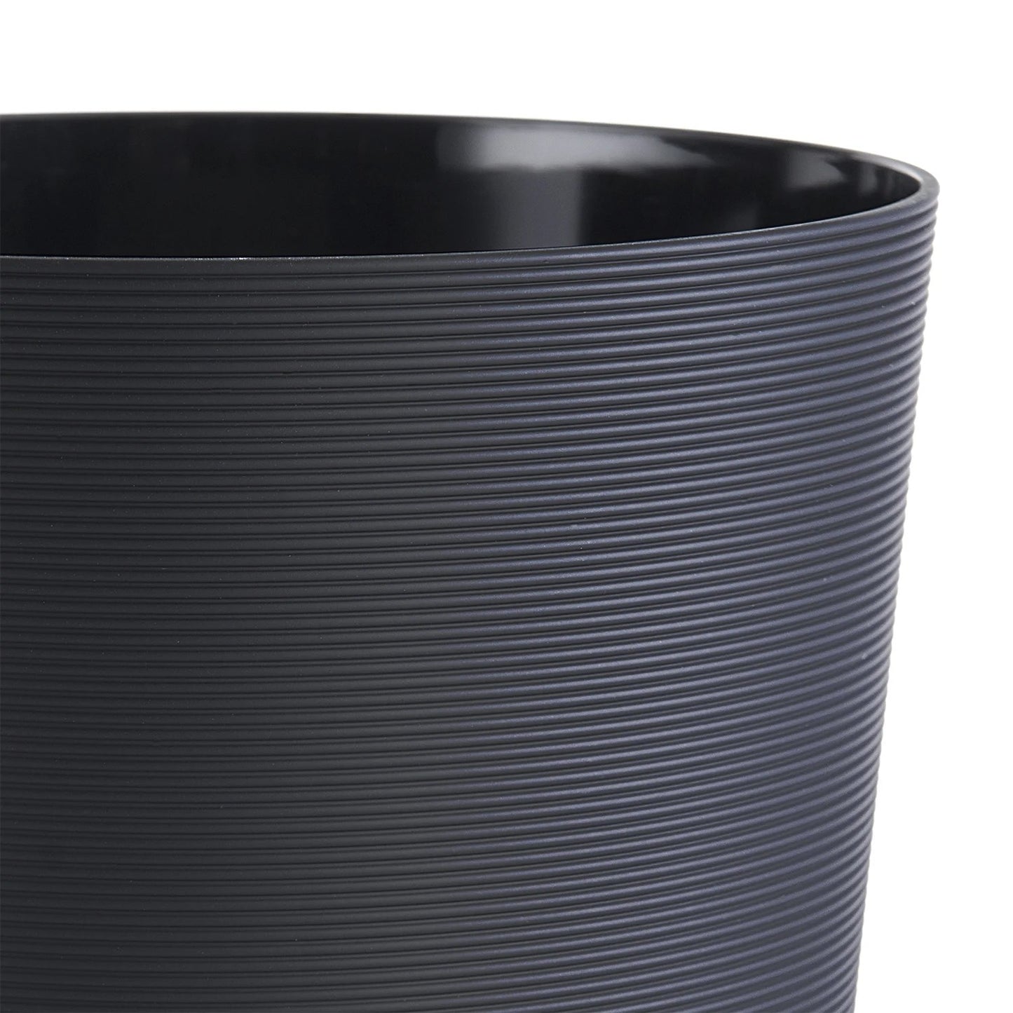 LunaLulinlk Soft Touch Ribbed Plastic 1.98 Gallon Wastebasket in Black for Bathroom, Kitchen and Bedroom