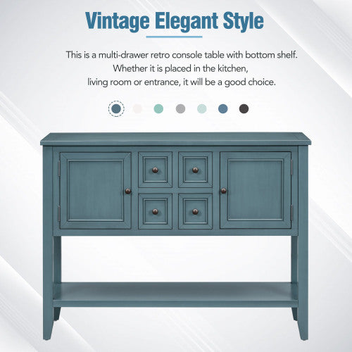 LunaLulinlk Storage Vintage Console Table with Four Small Drawers and Bottom Shelf for Living Rooms, Entrances and Kitchens