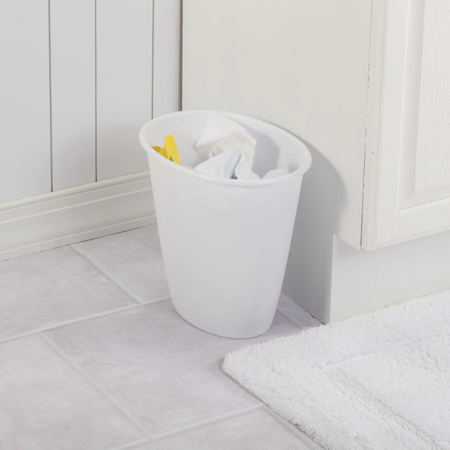 LunaLulinlk White 1.5 Gallon Oval Basin Trash Can 4-Pack, Plastic