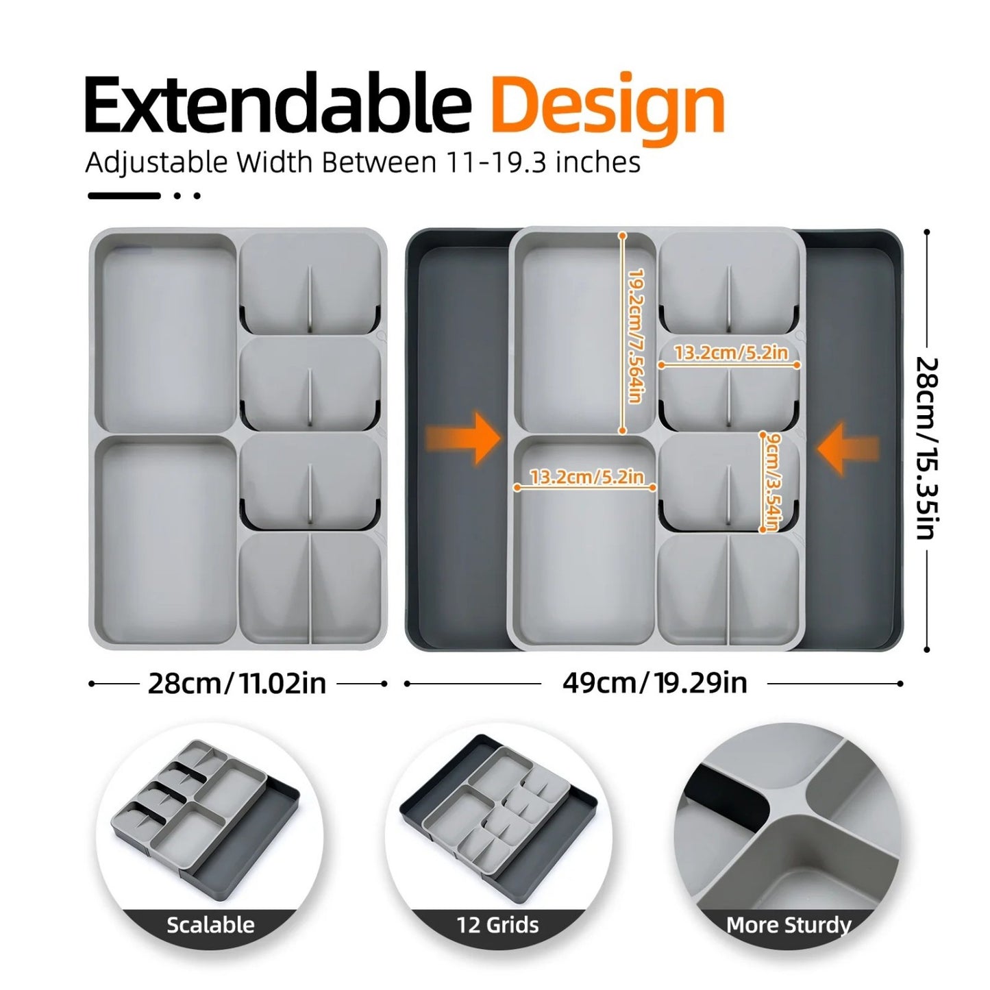 LunaLulinlk Silverware Drawer Organizer, Expandable Utensil Organizer for Kitchen Drawers, Adjustable Cutlery, Compact Drawer Divider