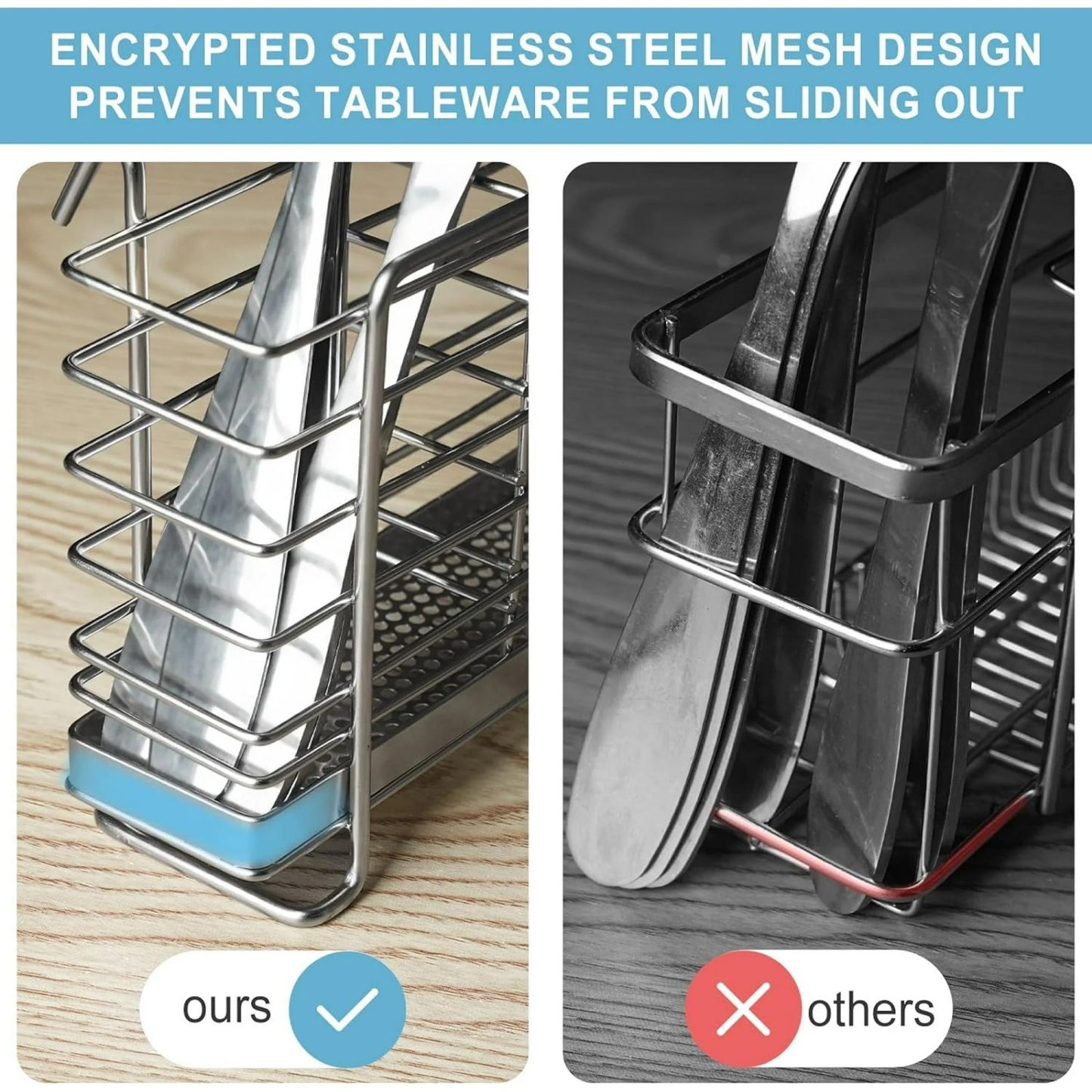 LunaLulinlk Utensil Holder, Stainless Steel Kitchen Utensil Drying Rack with 3 Compartments