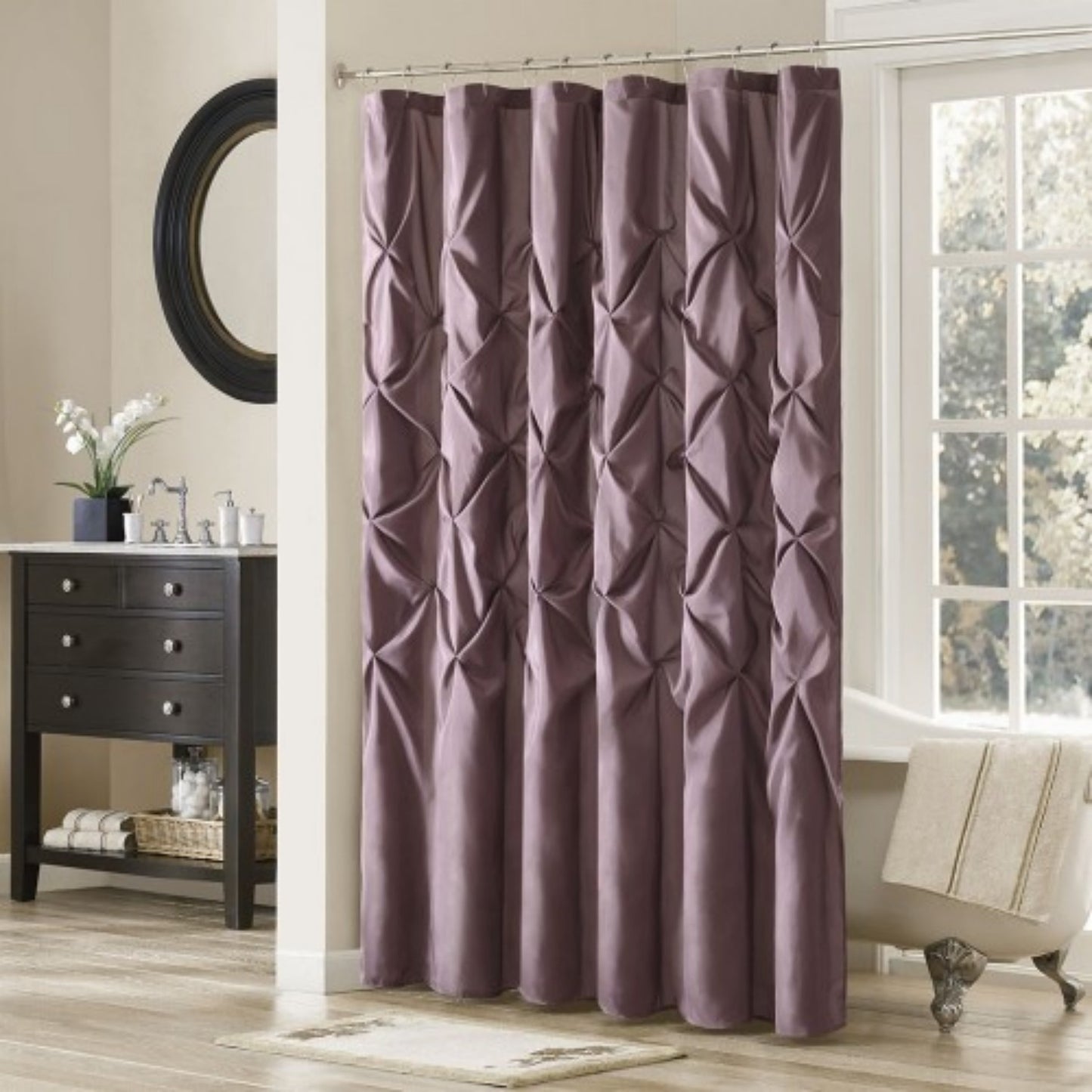 LunaLulinlk Tufted Semi-Sheer Shower Curtain