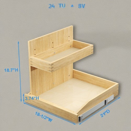 LunaLulinlk Under Sink Organizers and Storage 19½" W x 21" D, 2 Tier Pull Out Cabinet Organizer with Hard Close