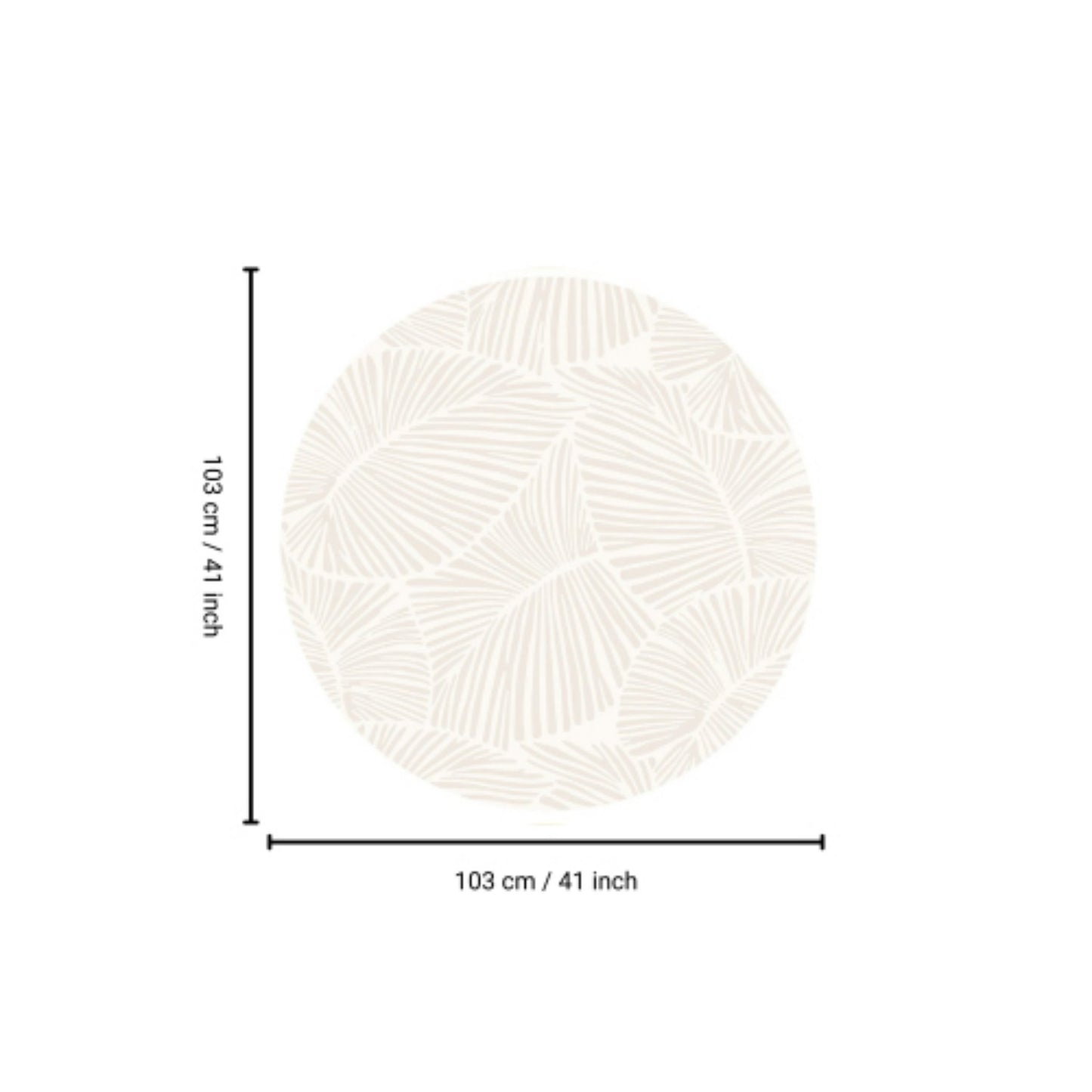 LunaLulinlk White CURVE Line Leaf design41" x - 41" Round Rug
