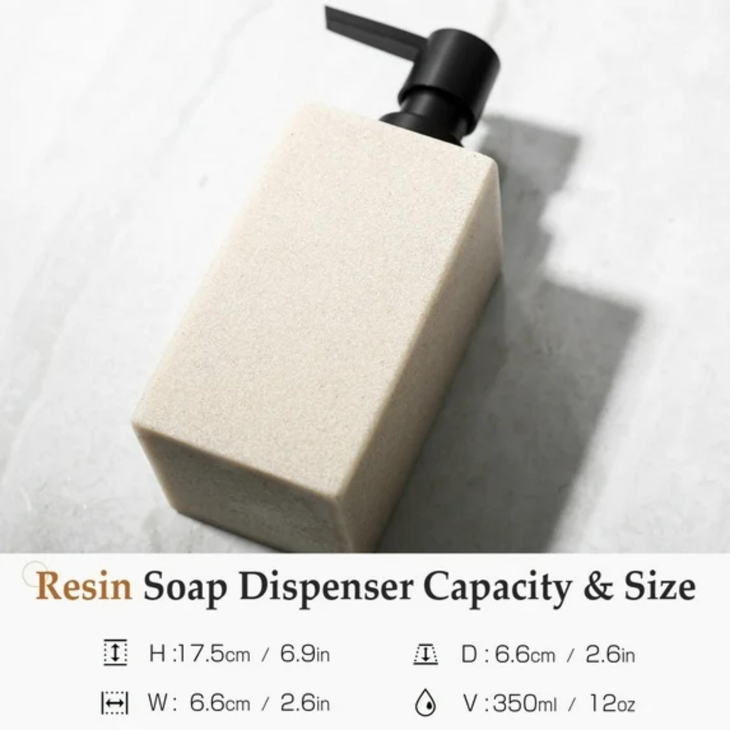 LunaLulinlk Soap Dispenser Bathroom, Resin Hand Soap Dispenser with Pump for Kitchen 12 oz