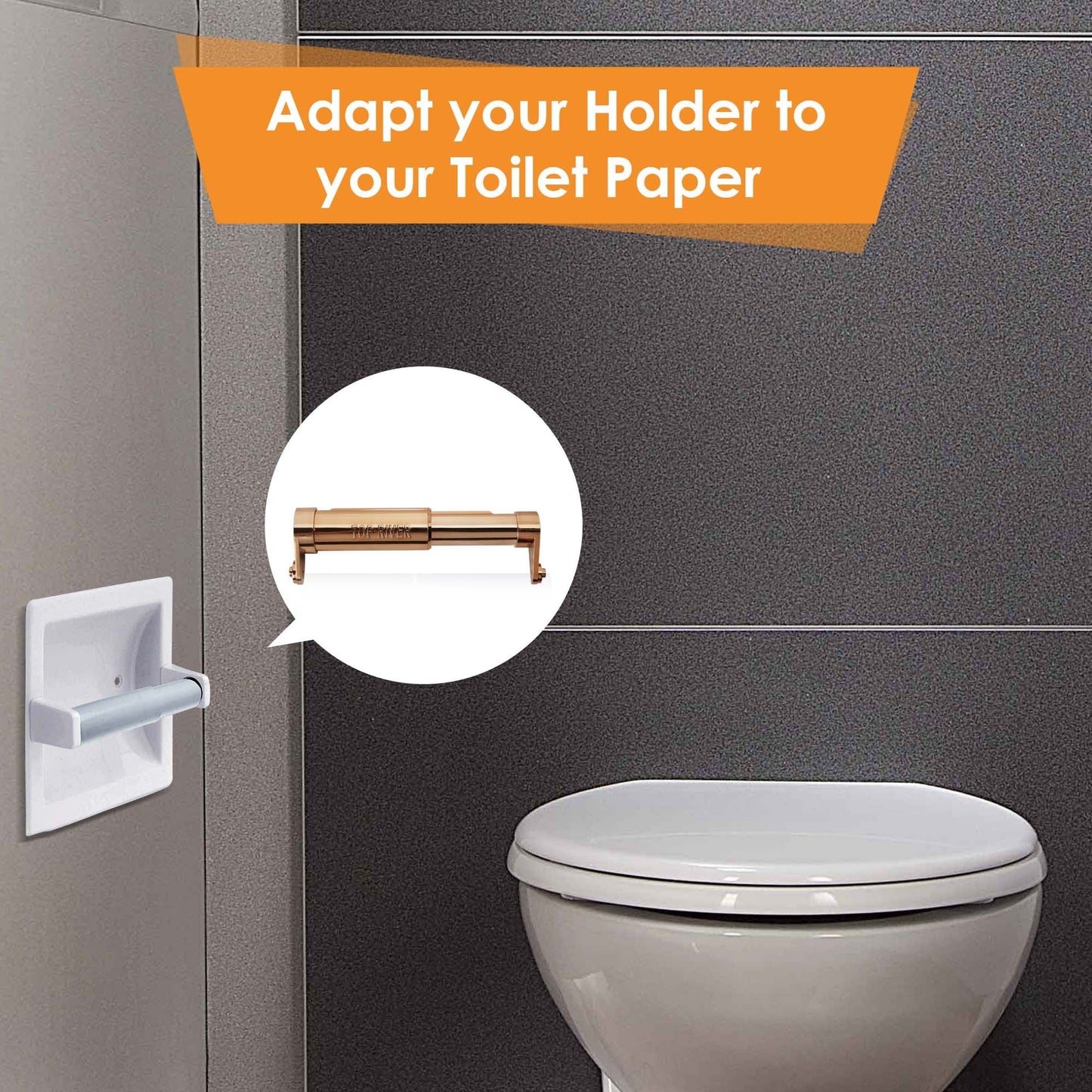 LunaLulinlk Toilet Paper Holder with Extender Adaptor, Fit Double Rolls and Triple Rolls, Multipurpose Toilet Paper Holder