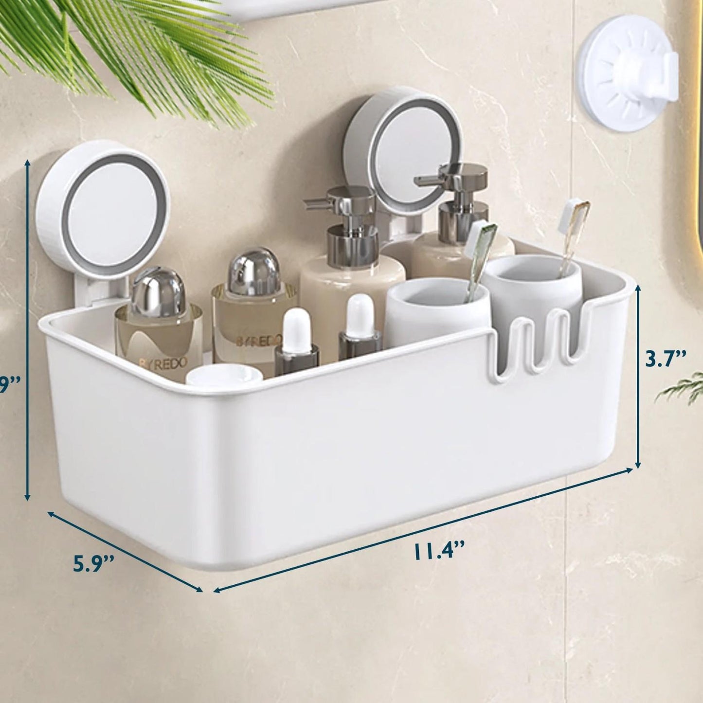 LunaLulinlk Suction Cup Shower Caddy Durable Bathroom Shelf Organizer, Removable Plastic Bathtub Caddy Holds Up to 22 lbs, White