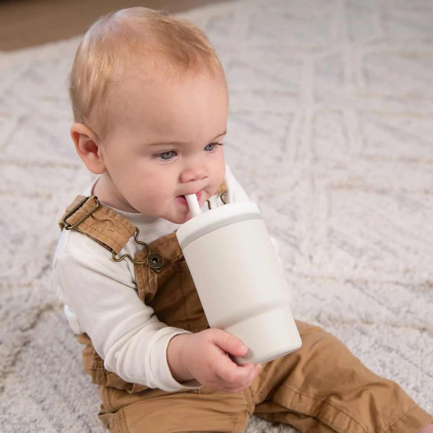 LunaLulinlk Tumbler – Adorable 9 oz. Training Cup with Toddler-Friendly Straw and Handle, Cream