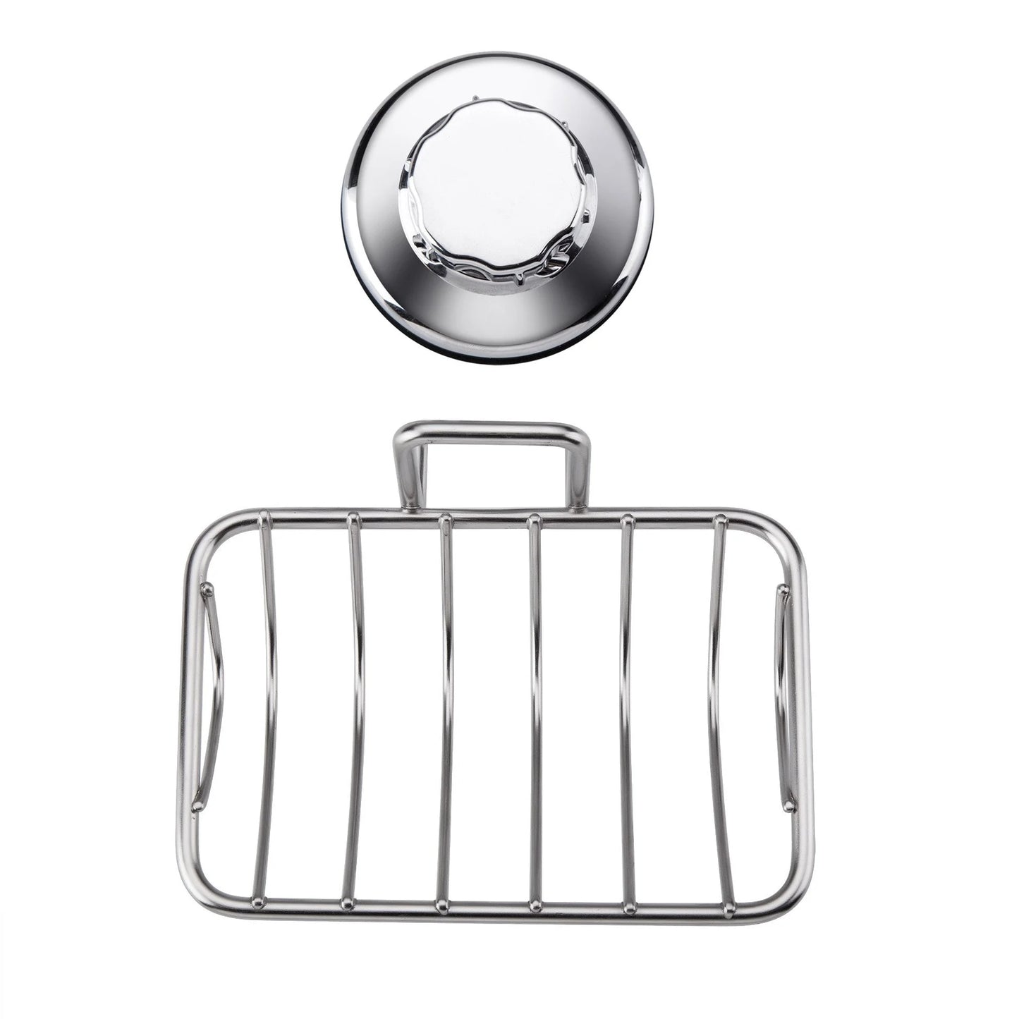 "Super Powerful Vacuum Suction Cup Shower Soap Dish - Strong Rustproof Stainless Steel Soap Saver Sponge Holder for Bathroom & Kitchen Sink "