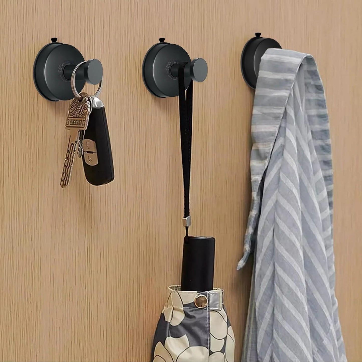 LunaLulinlk Vacuum Metal Suction Cup Hooks Stainless Steel Shower Holder Hanger for Bathroom(Black 2pcs)