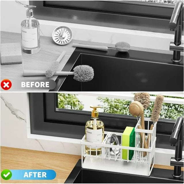 LunaLulinlk Sink Caddy,Kitchen Sponge Holder,Waterproof and Rustproof White Kitchen Accessory