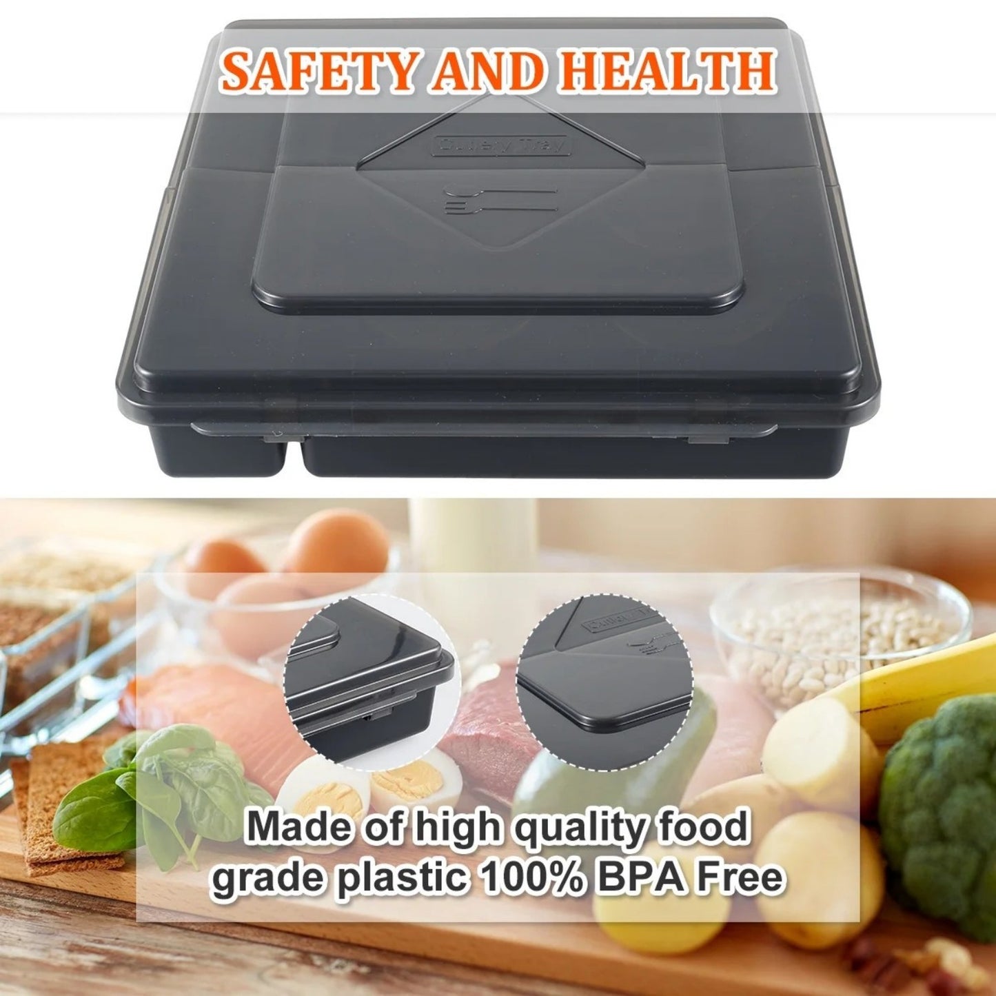 LunaLulinlk Silverware Cutlery Organizer Tray with Transparent Lid, Utensil Cutlery Holder for Kitchen Drawer Countertop, Plastic Flatware Storage Box