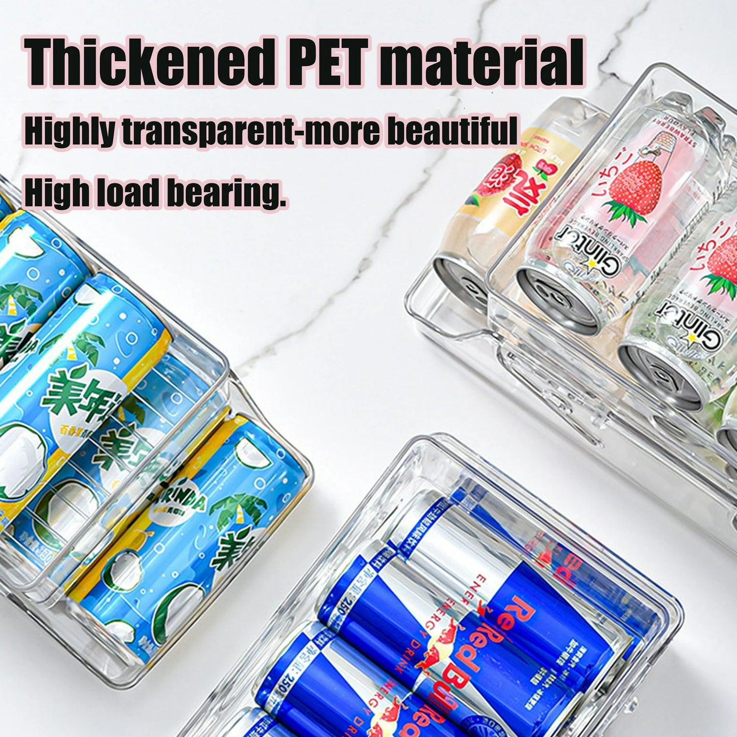 LunaLulinlk Soda Can Organizer Clear Refrigerator Bin for Soda Cans (12 Count)