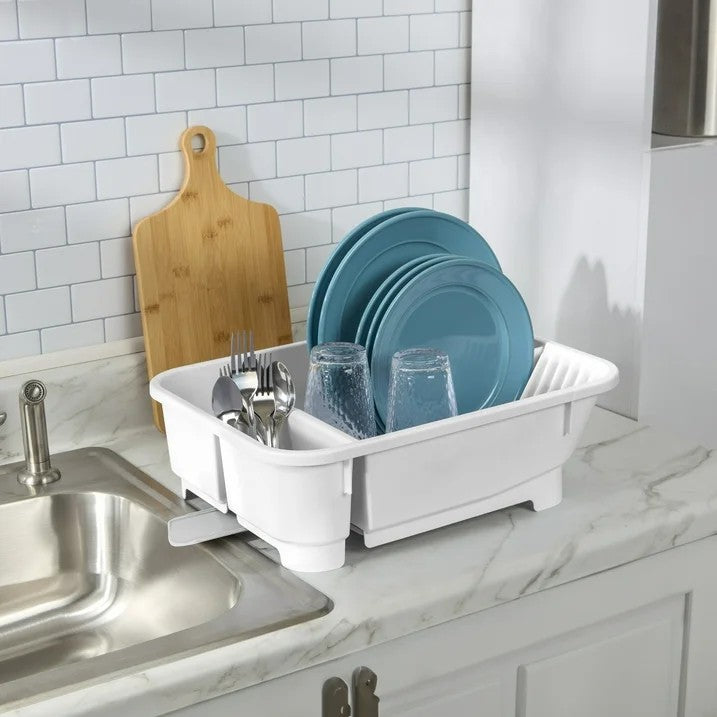 LunaLulinlk Sink Set, Space-efficient, Self-Draining with Retractable Spout, White