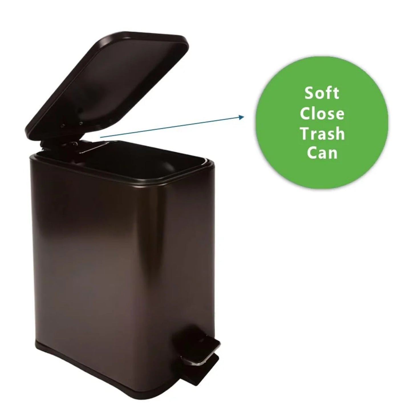 LunaLulinlk Stainless Steel Small Trash Can with Lid & Step Pedal 1.6 Gallon Soft Close Garbage Can with Removeable Inner Bucket Bronze