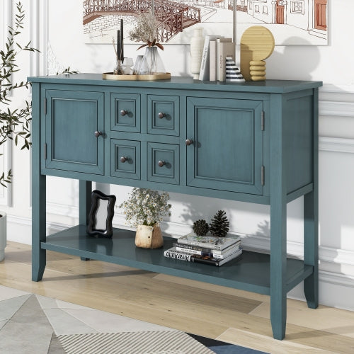 LunaLulinlk Storage Vintage Console Table with Four Small Drawers and Bottom Shelf for Living Rooms, Entrances and Kitchens