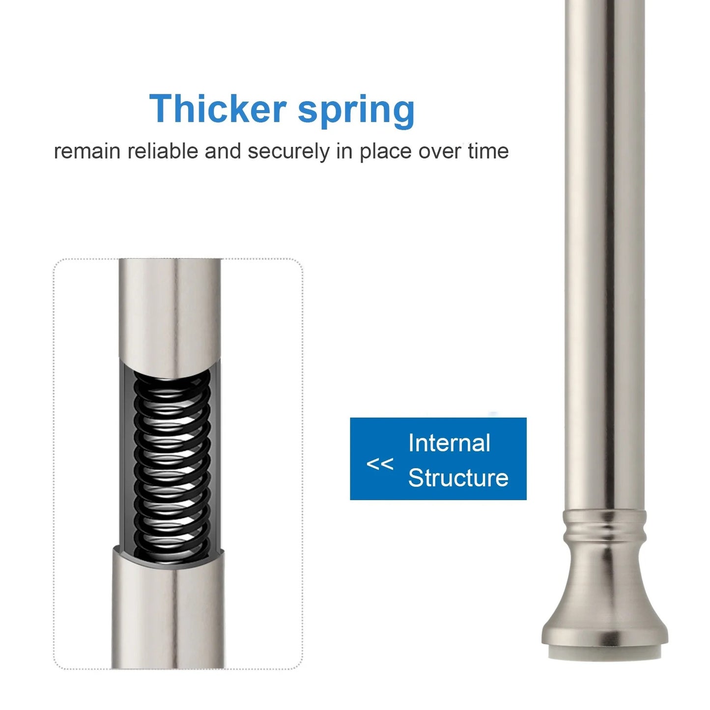 LunaLulinlk Spring Tension Shower Curtain Rod, 54-90 inches Rust-Resistance Tension Curtain Rod Bathroom Rod