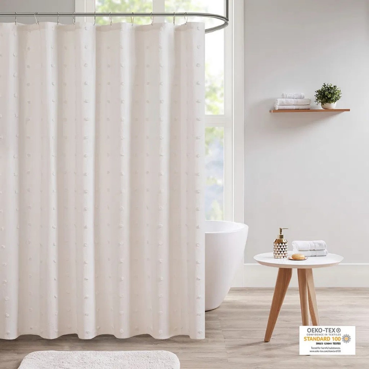 LunaLulinlkCotton Jacquard Pom Pom Shower Curtain
