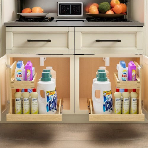 LunaLulinlk Under Sink Organizers and Storage 22½" W x 21" D, 2 Tier Pull Out Cabinet Organizer with Soft Close