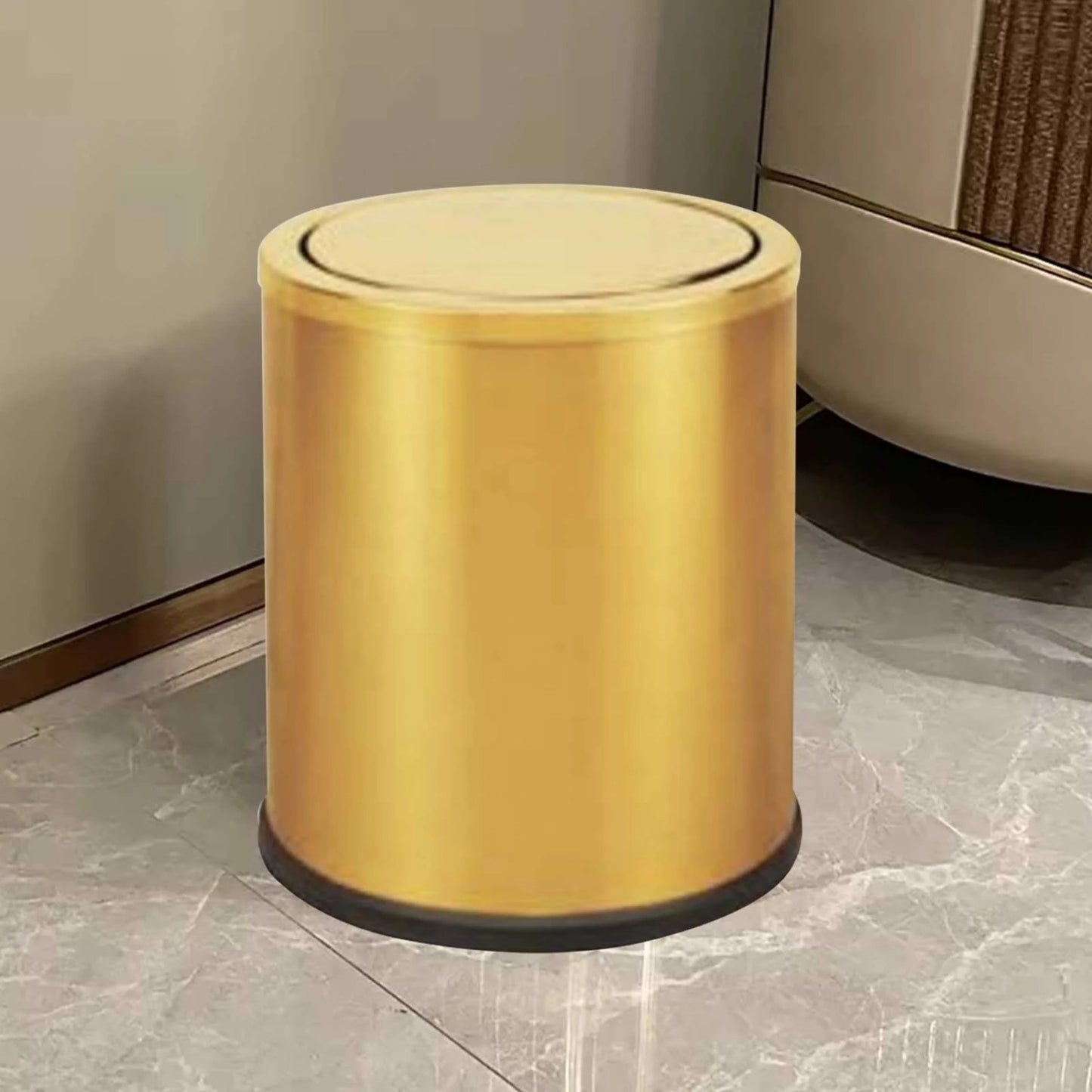 LunaLulinlk Small Trash can with Flipping lid, Stainless Steel , 2.6gallon,Garbage cans Metallic Gold