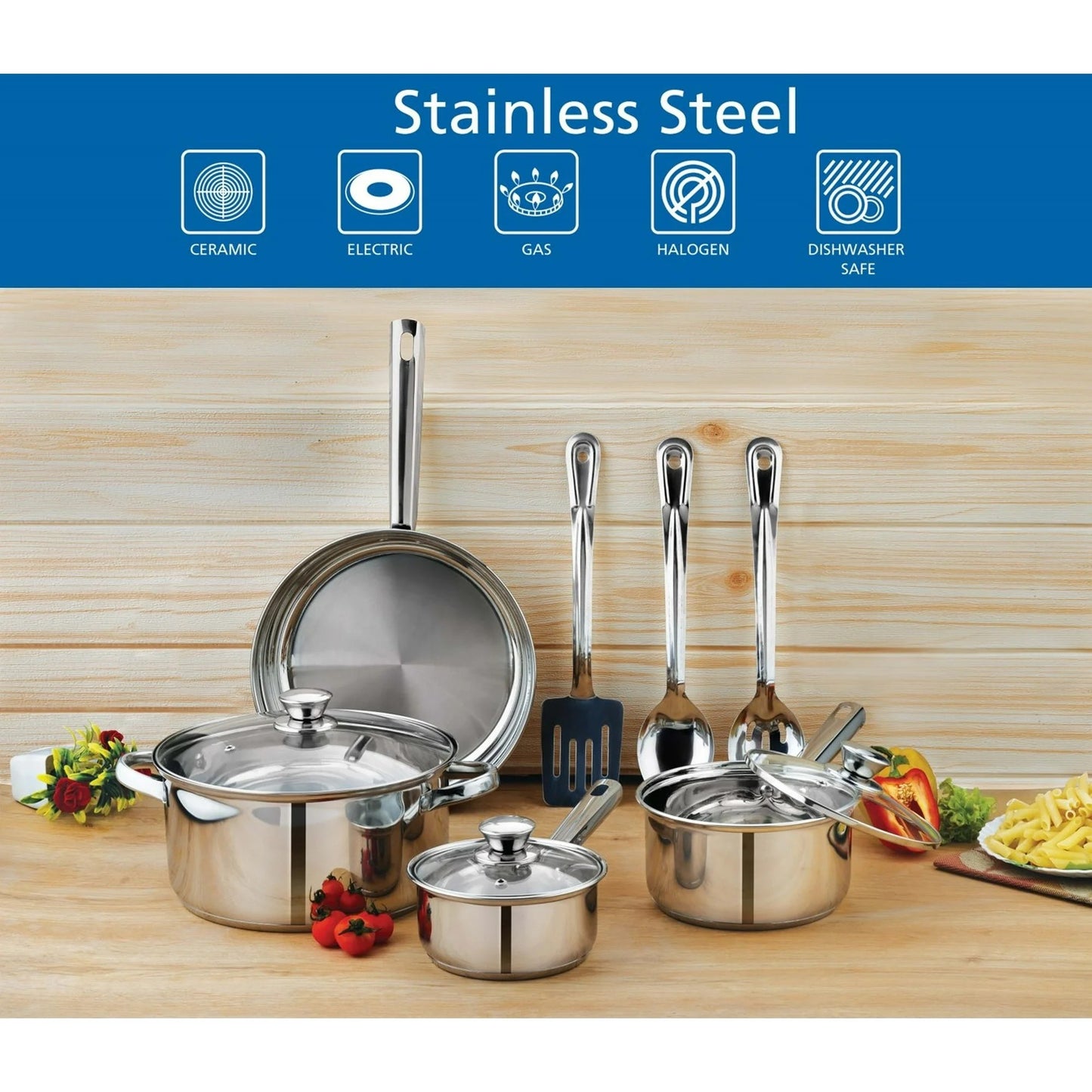 LunaLulinlk Stainless Steel 10Pc Cookware set