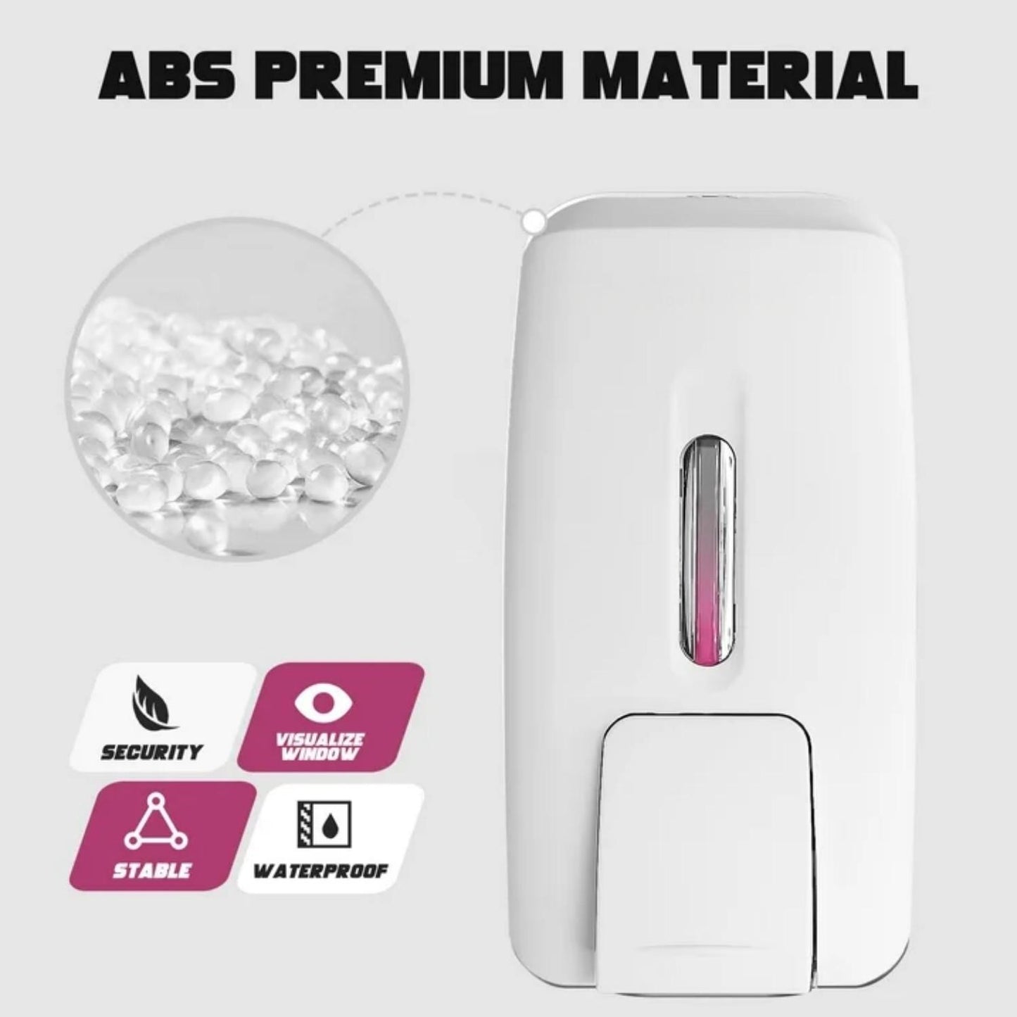 LunaLulinlk Soap Dispenser 28oz/800ml Wall-Mounted No-Drip Gel/Liquid ABS,White