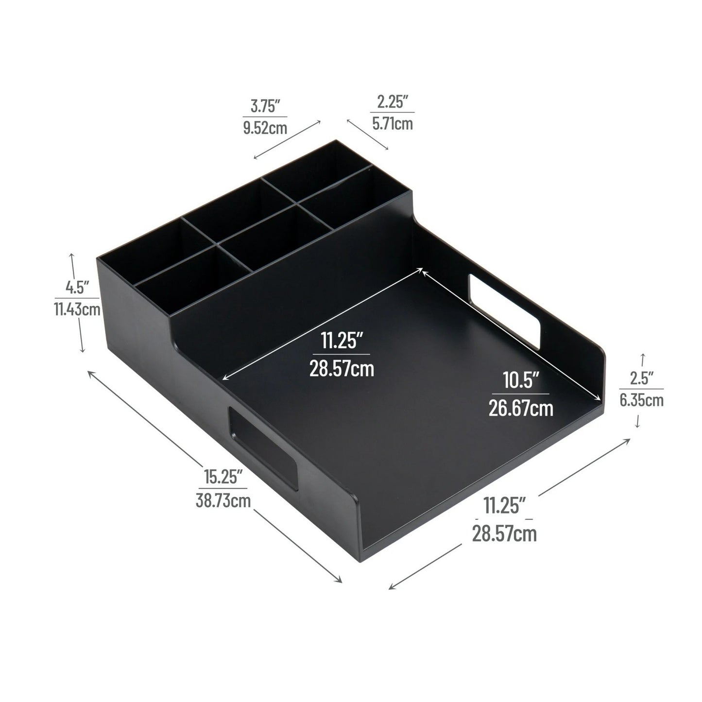 LunaLulinlk Utensil Napkin and Plate Holder, Silverware Organizer, Serving Tray, Plastic, Black