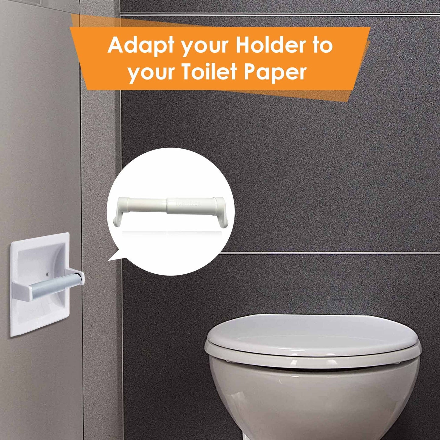LunaLulinlk Toilet Paper Holder with Extender Adaptor, Fit Double Rolls and Triple Rolls, Multipurpose Toilet Paper Holder , Black