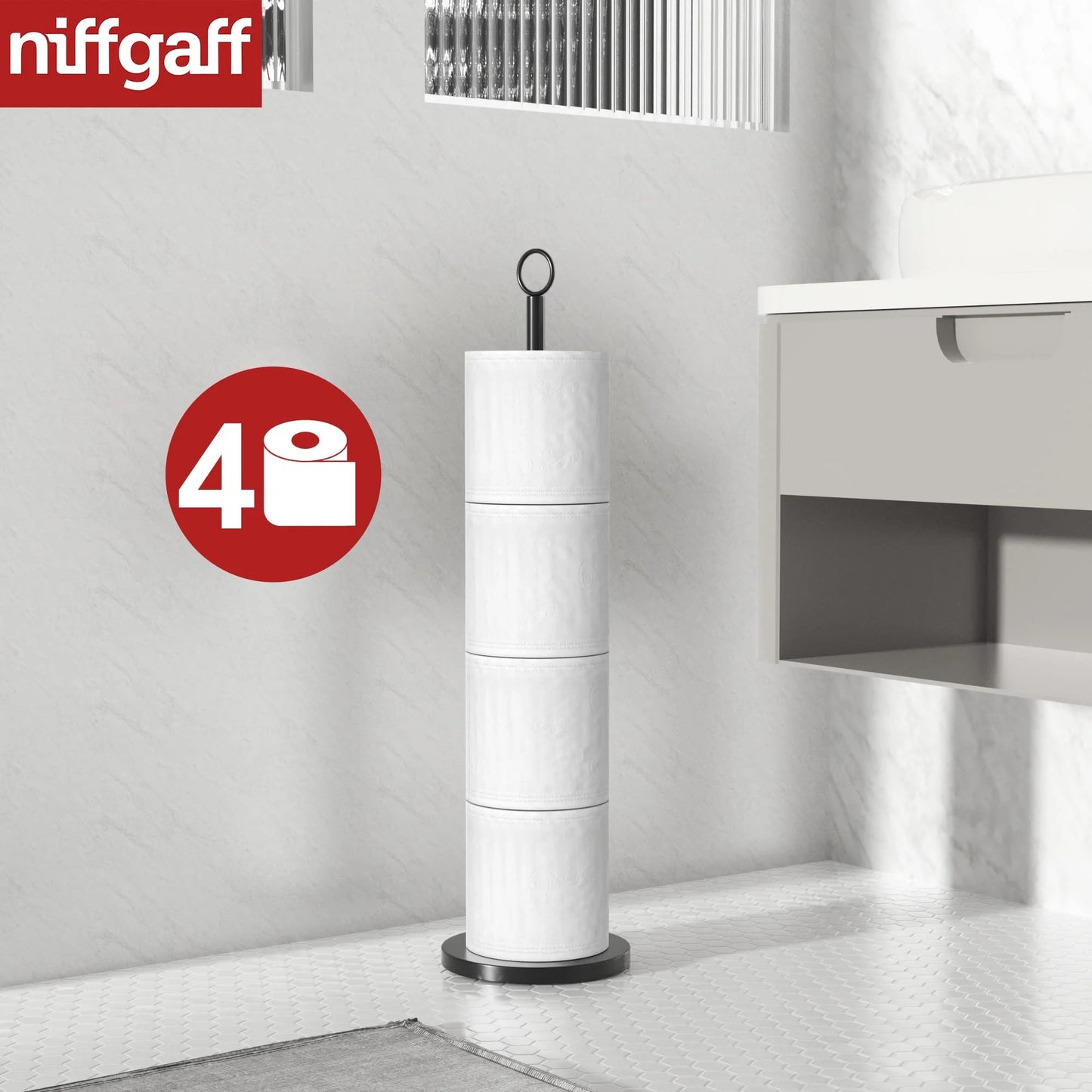 LunaLulinlk Toilet Paper Holder Stand(with Reserve Function), Free-Standing Spare Rolls Storage Holder, Stainless Steel