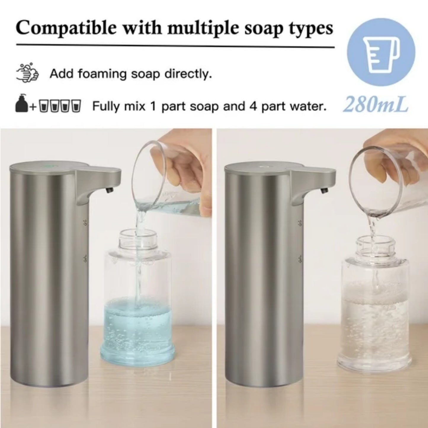LunaLulinlk Soap Dispenser, Rechargeable Automatic Soap Dispenser Stainless Steel Touchless Foaming Soap Dispenser 9oz