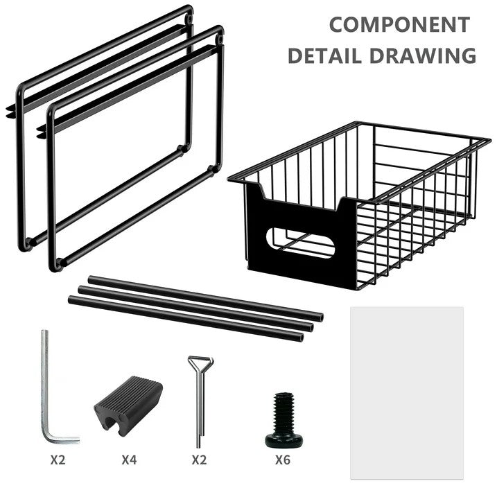 LunaLulinlk Simple Pull Out Cabinet Sliding Basket, 1-Tier Under Sink Organizer and Storage for Kitchen, Pantry, Bathroom, Black