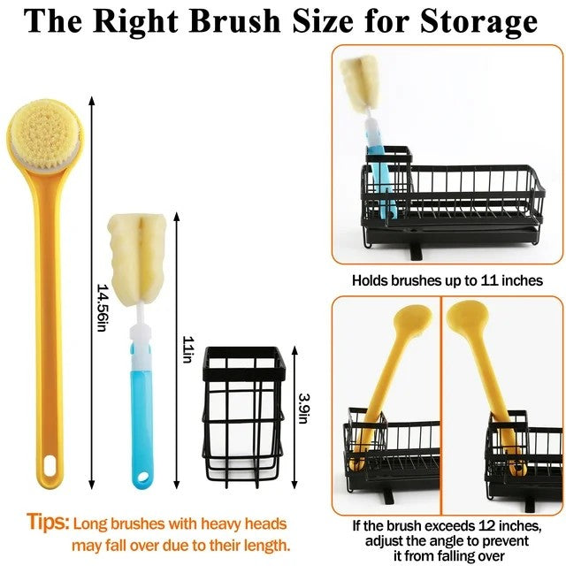 LunaLulinlk Sponge Holder for Kitchen Sink, 360°Self Drain Kitchen Sponge Caddy Organizer with Removable Dishcloth Rack