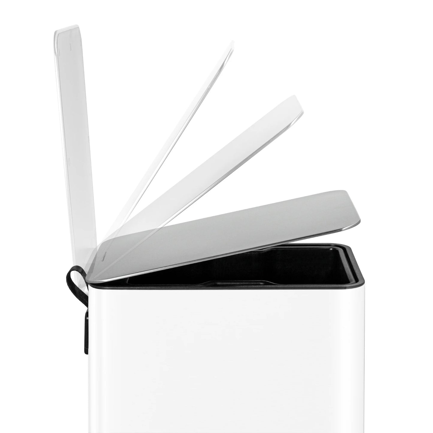 LunaLulinlk White Stainless Steel 2.6 Gallon Trash Can, Step-Up Bathroom Trash Can