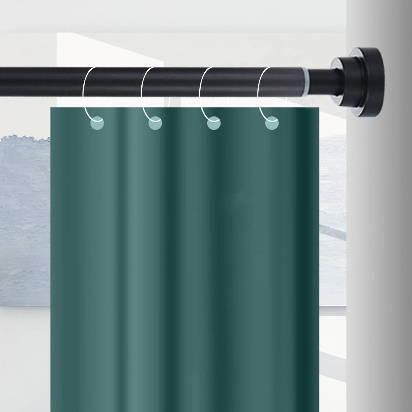 LunaLulinlk Stainless Steel Extendable Shower Curtain Rod, No Drilling Tension Pole for Bathroom, Kitchen