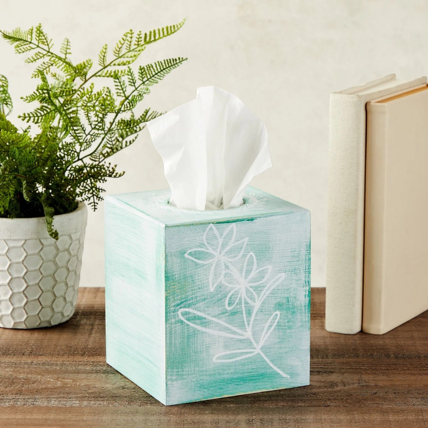 LunaLulinlk Unfinished Wood Tissue Box Cover for DIY Custom Design, Square Wooden Tissue Cover Holder with Slide Out Bottom 5.8 in