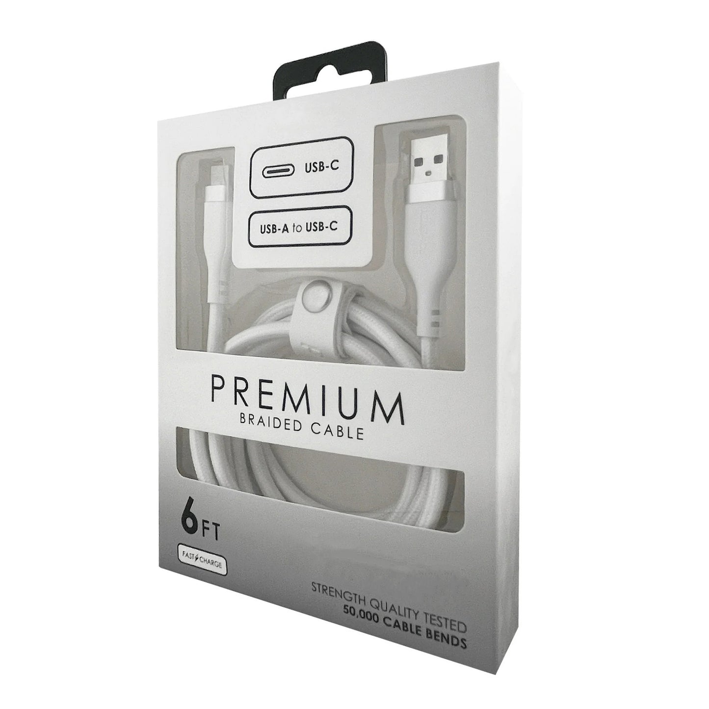 LunaLulinlk Type-C Fast Charger Cable, 6ft USB-C for Galaxy, Note, Tab, MacBook, Premium White