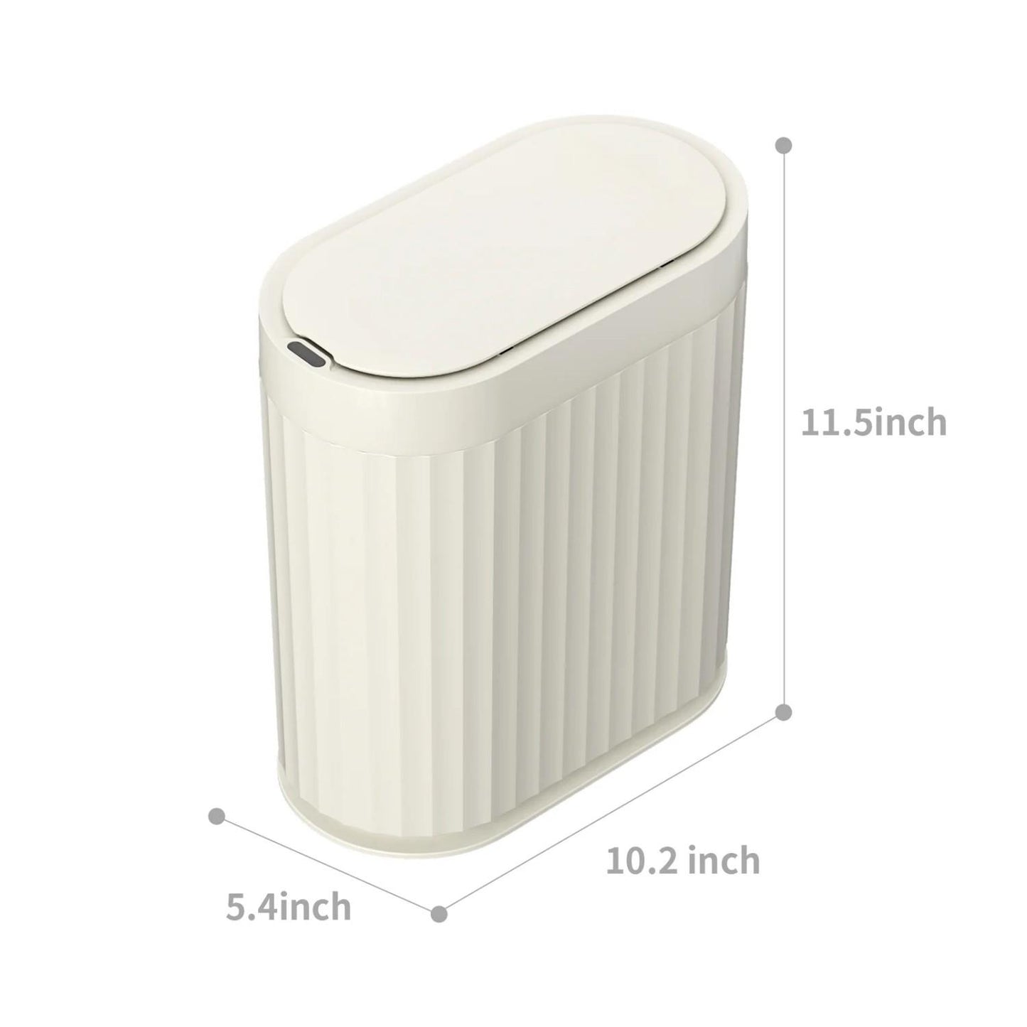 LunaLulinlk Small Trash Can Automatic Touch Less Garbage Bin with Lid, 2 Gallon Plastic Slim Waste Basket Electric Motion Sensor Cream White